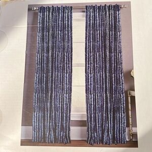 EXOTIC INDIA Set of 2 Cotton Printed Panels/ Blue & White Batik Curtains 40”x84”